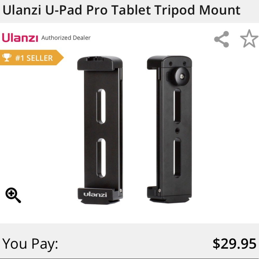 NWT Ulanzi U-Pad Pro Metal Tablet Tripod Mount